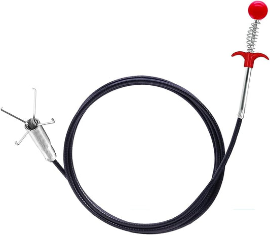 Upgraded Drain Snake 76" with Hook, Plumbing Snake Auger Tool, Sink Snake Drain Clog Remover for Bathroom Sink, Shower, Kitchen, Bathtub, Multi-Size with Grip, Flexible for Tight Spaces Industrial Use