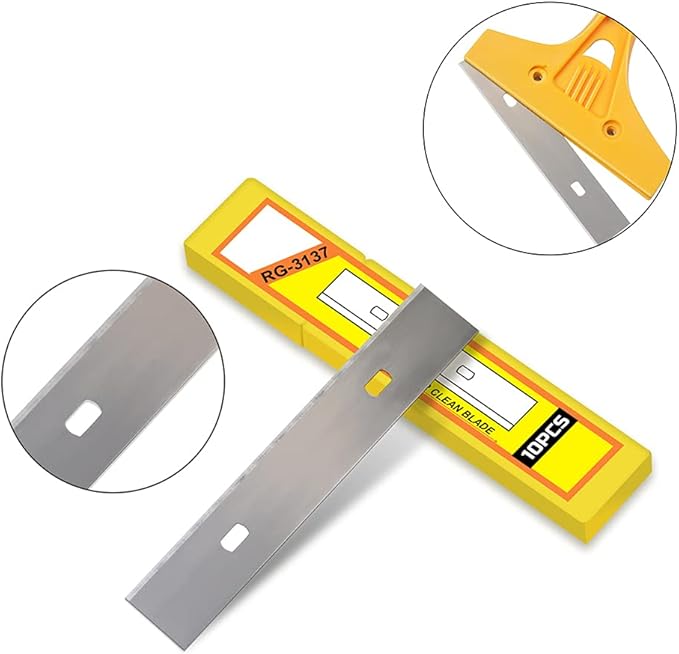 WRAPXPERT Scraper Blade 4 inch 100pcs Replacement Razor Blades for Cleaning Glass Wall Windows Stove