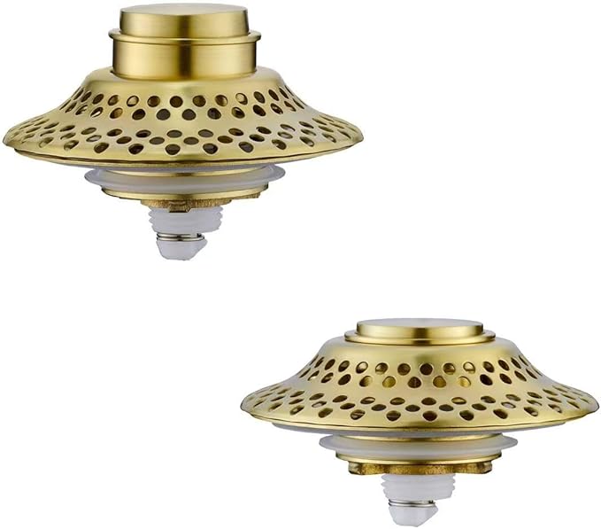 2 Pack Universal Bathtub Drain Stopper with Removable Hair Catcher, 3-in-1 Pop-up Drain Plug Fits 1.38 to 2.1 Inch Holes, Upgrade Shower Drain Cover with Stainless Steel Filter