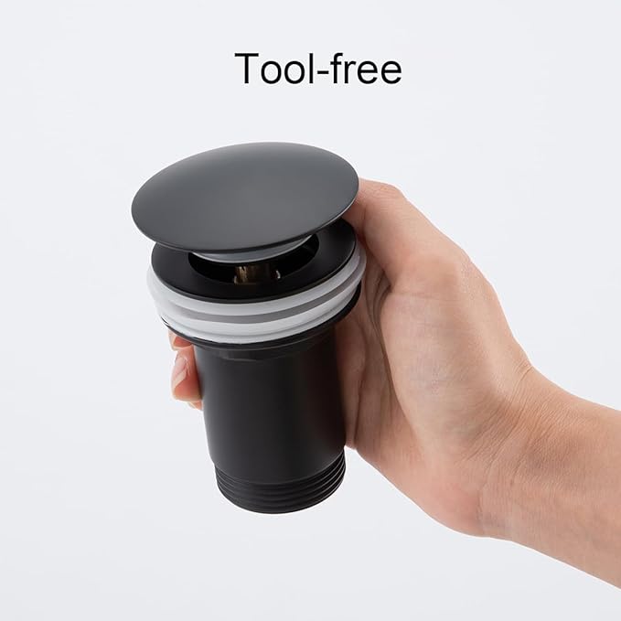 RANDOM Black Brass Bottle P Trap Kit Contemporary Round Bottle P-Trap 1 1/4 with Pop Up Drain With Overflow Matte Black.83888MB-S6