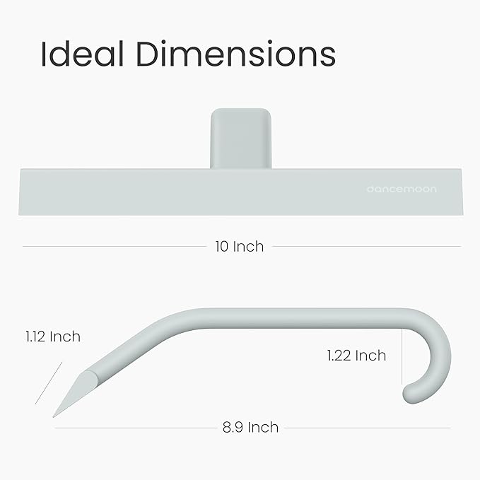 dancemoon JustHang Shower Squeegee for Glass Doors, All-in-One Piece Silicone Squeegee with Built-in Hook for Bathroom, Window, Mirror, Tile Wall, Car, Streak-Free Bathroom Cleaner Tool,10 Inch Green
