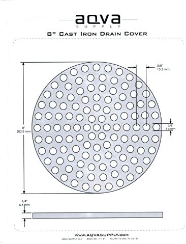 Aqva Premium 8" Cast Iron Drain Cover - Round Replacement Floor Drain Strainer - Easy Installation & Optimal Water Flow - Durable, Efficient & Stylish - Perfect for Home Plumbing