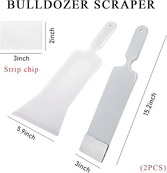 2 PCS Car Paddle Bulldozer Squeegee, Long Handle Window Tint Film Installation Tools, Paddle Bulldozer Scraper for Car Front Rear Windows Glass Cleaning, Car Accessories