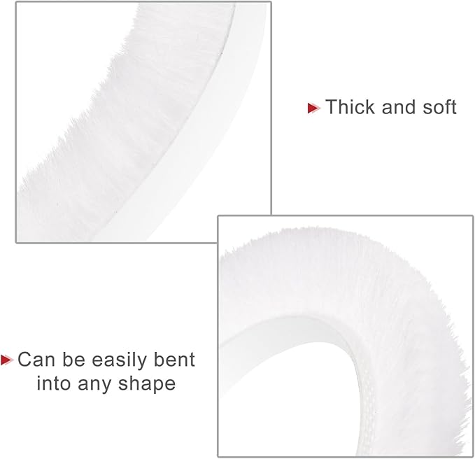 uxcell Weather Stripping Brush, 10ft L x 0.3" W x 0.5" H Self-Adhesive Seal Weatherstrip Sweep Brush White for Door Window