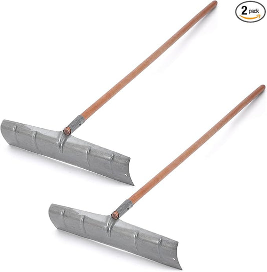 2 Pack 60 Inch Concrete Placer with 22 Inch Wide Steel Rake Head and Removable Wood Handle Concrete Rake Spreading Leveling Tool for Building Construction
