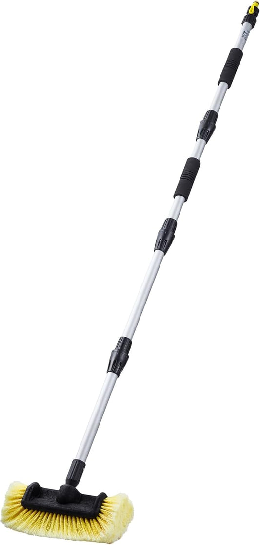 VEVOR Car Wash Brush, 66.7-Inch Extendable Car Washing Brush with Long Handle, 12" Scratch-Free Soft PVC Bristle Head, Flow-Thru Car Cleaning Mop Kit with Water Hose Attachment for Car RV Boat