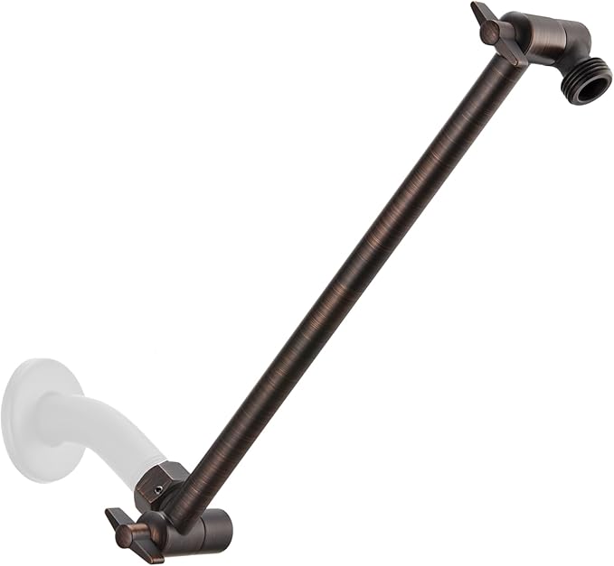 11 Inch Adjustable Shower Head Extension Arm With Locking Set Screw, Singing Rain 304 Stainless Steel Angle Height Adjustable, Easy Install, G1/2 Universal Connector Compatible (Oil Rubber Bronze)
