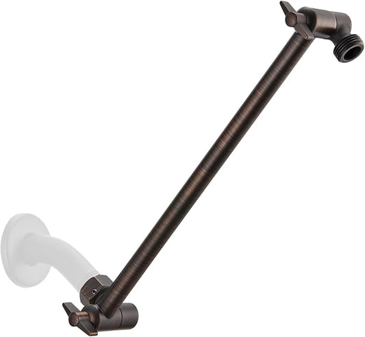 11 Inch Adjustable Shower Head Extension Arm With Locking Set Screw, Singing Rain 304 Stainless Steel Angle Height Adjustable, Easy Install, G1/2 Universal Connector Compatible (Oil Rubber Bronze)