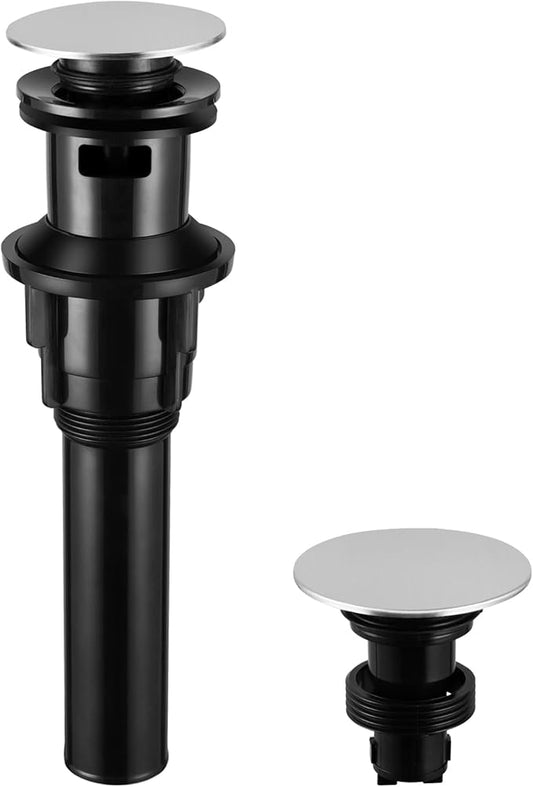 PARLOS Pop Up Drain Stopper with Overflow for Bathroom Sink Faucet Vessel Vanity, Brushed Nickel, 20714
