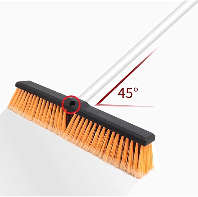18" Push Broom Heavy Duty Large Outdoor Sweeping Broom Wide Industrial Scrub Brush with Long Handle Commercial for Concrete Floor Shop, Garage, Warehouse, Street, Driveway(Orange