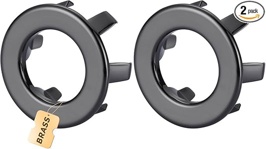 ARCORA Bathroom Sink Overflow Ring: 2 Pack Solid Brass Bathroom Vessel Sink Overflow Cover Basin Trim Ring Hole Insert Caps Black Stainless