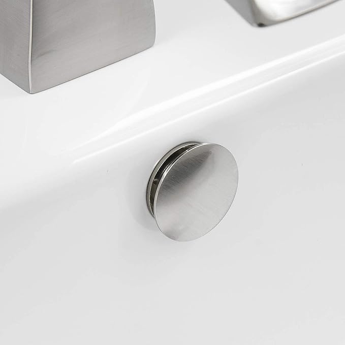 BWE Sink Basin Trim Overflow Cover Brass Insert in Hole Round Caps Brushed Nickel Finish Double