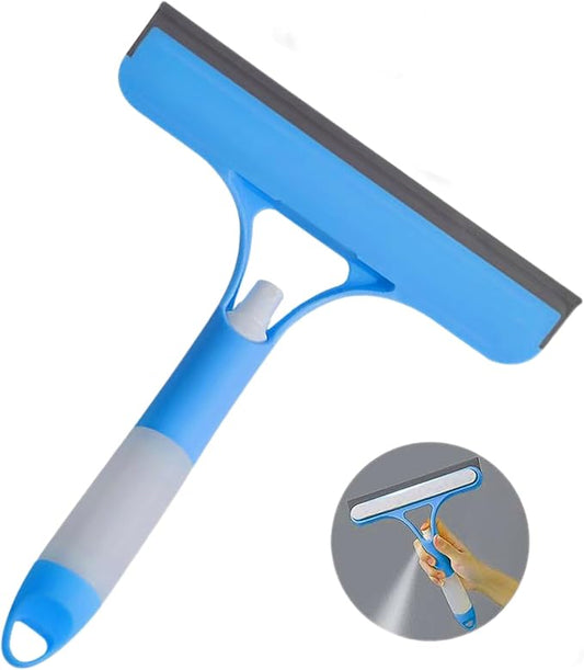 Shower Squeegee for Glass Doors,Household Window Mirror Squeegee for Bathroom Glass Tile Wall Car Spray Squeegee and Wipe Windows All-in-One(Blue)