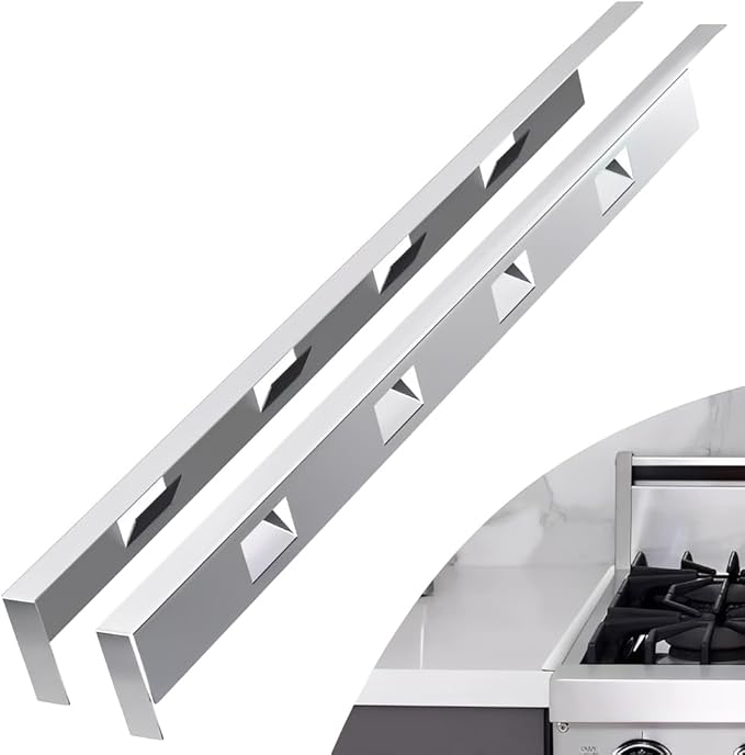 2Pcs Adjustable 23'4-26' Stove Gap Cover Range Gap Filler 316 Stainless Steel Counter Trim Kit Between Stove Edge and Counter Don't Melt Like Silicone Heat Resistant and Easy to Clean (Silver)
