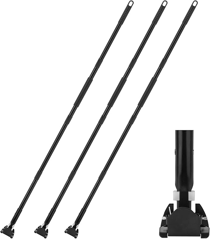 KeFanta 59 Inch Clip on Dust Mop Handle,Commercial Dust Mop Frame Handle,Heavy Duty Metal Stick Replacement for Floor Cleaning,3 Pack