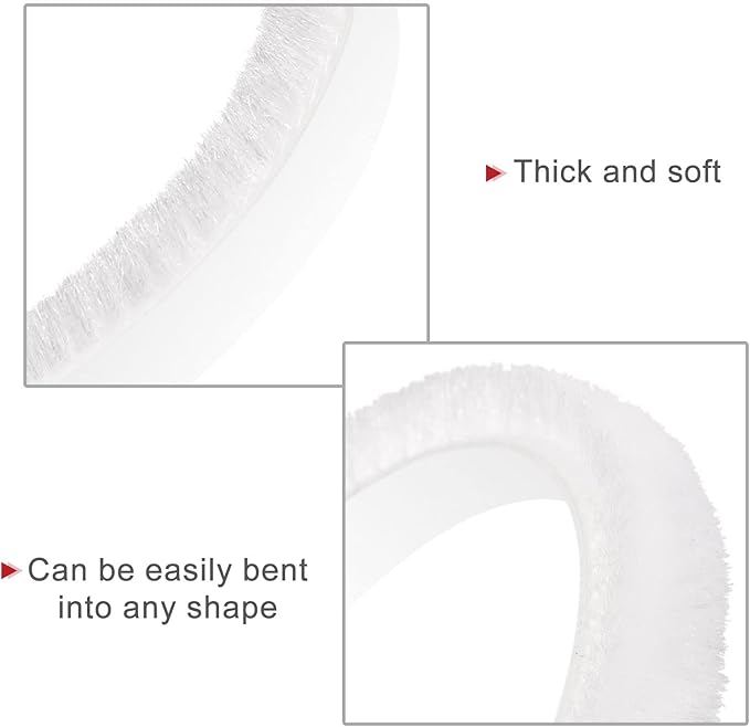 uxcell Weather Stripping Brush, 26ft L x 0.28" W x 0.24" H Self-Adhesive Seal Weatherstrip Sweep Brush White for Door Window