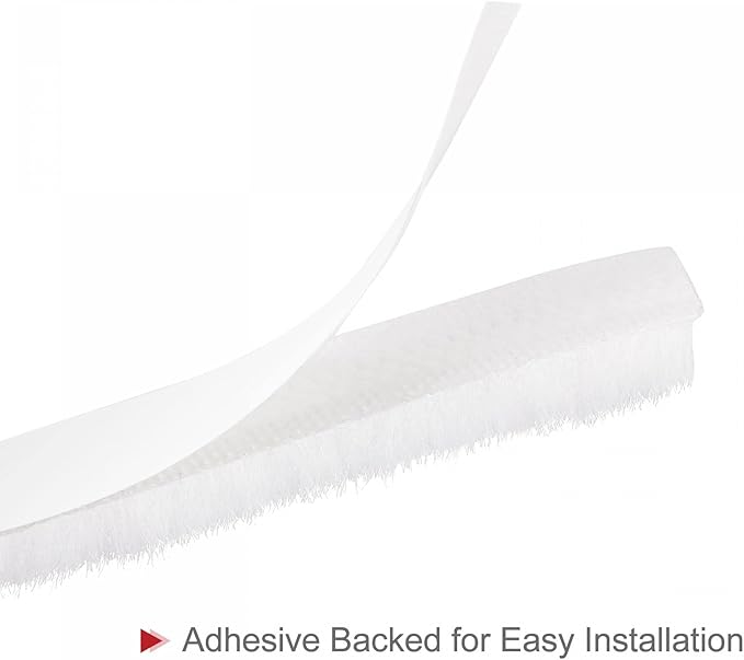 uxcell Weather Stripping Brush, 26ft L x 0.3" W x 0.3" H Self-Adhesive Seal Weatherstrip Sweep Brush White for Door Window