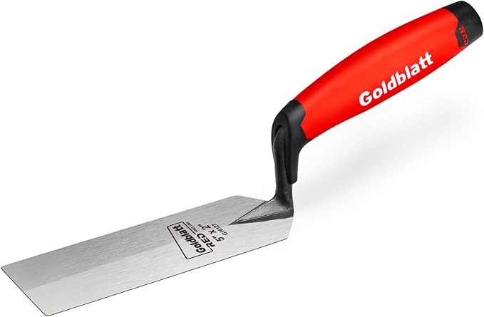 Goldblatt RED Margin Trowel, 5" x 2" Upgraded Ground Blade, Professional Masonry Tools, Heavy Duty One-Piece Forging, Durable High Carbon Steel, Soft Handle, for Spreading Mortar, Trimming Corners