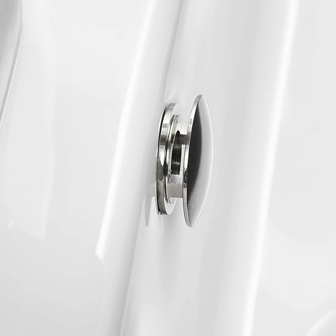 BWE Sink Basin Trim Overflow Cover Brass Insert in Hole Round Caps Brushed Nickel Finish Double