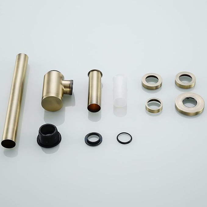 RANDOM Brass Contemporary Round Bottle P Trap 1 1/4,Basin Sink Waste Drain P Trap Kit (Antique) 83888A.