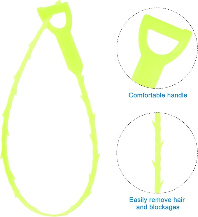 uxcell 3pcs 20 Inch Drain Hair Clog Remover Tool PP & 80 Inch Drain Cleaner Tool Sticks Stainless Steel Sewer Cleaning Hook Unclog Sink Unclogger for Toilet Bathtub Sewer, Green