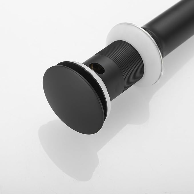 Bathroom Sink Drain with Overflow Vessel Vanity Pop Up Drain Assembly Stopper Lavatory Commercial Bath Brass Fits Bathroom Standard Sink Hole 1-1/2" to 1-3/4" Matte Black, P01B