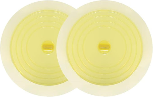 V-TOP Bathtub Drain Plug 2 Pack, 6 inches Large Silicone Tub Stopper Hair Stopper Flat Suction Cover for Kitchen Bathroom and Laundry (Yellow Transparent)