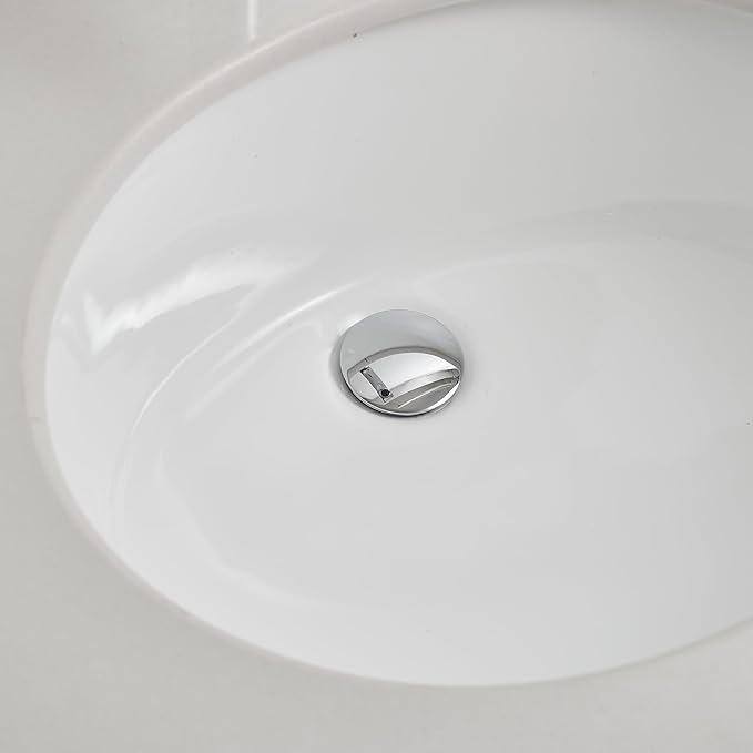Bathroom Sink Drain with Overflow Vessel Vanity Pop Up Drain Assembly Stopper Lavatory Commercial Bath Brass Fits Bathroom Standard Sink Hole 1-1/2" to 1-3/4" Chrome Finish, P07C