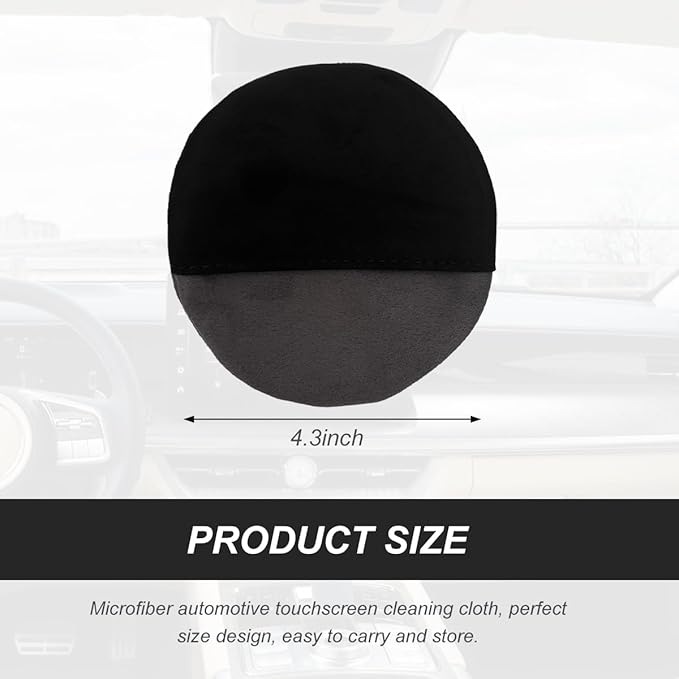 Car Screen Cleaner, 4.33"×4.33" Round Microfiber Cloth Auto Cleaning Wipes, Reusable Non-Scratch Touchscreen Cleaning Pad for Dashboard LCD Display Laptop, Car Accessories
