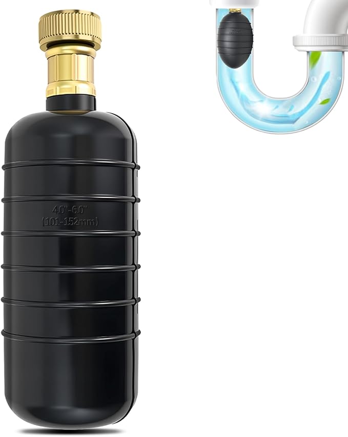 Drain Cleaning Bladder for 4–6 Inch Pipes, Water Powered Drain Unclogger for Main Sewer Line, Bathroom, Kitchen Sink, Bathtub, Basement & Pool Drains