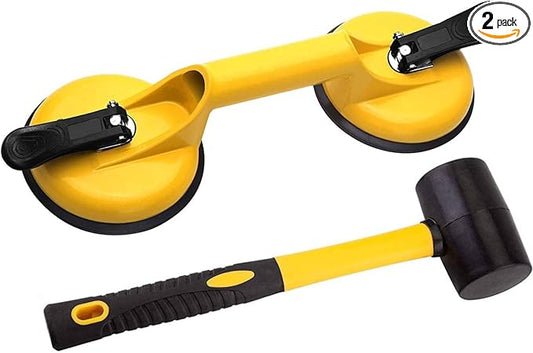 Floor Gap Fixer Tool for Laminate Floor Gap Repair Include Suction Cup and Mallet (Can't use on scraped surface floor)-Yellow Kit