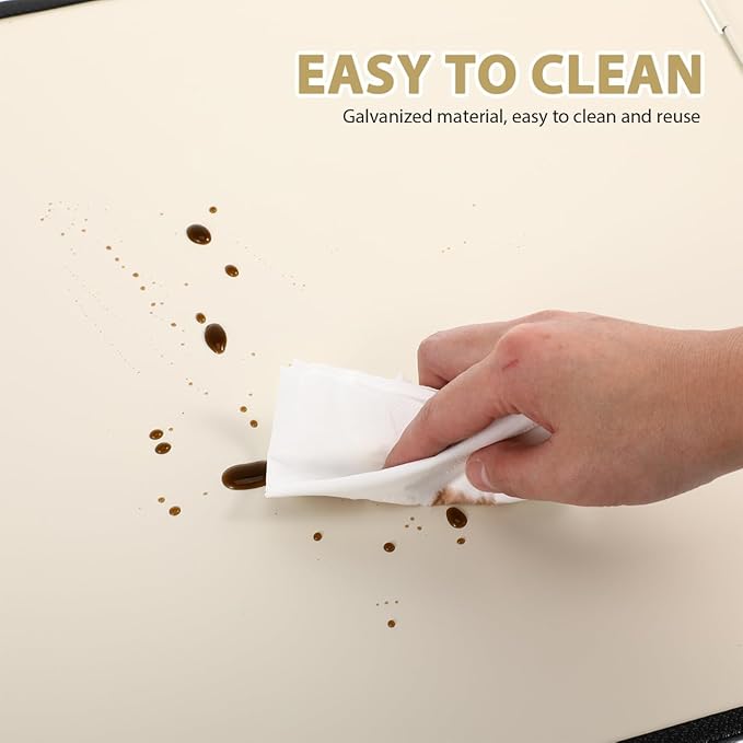 4 Sided Beige Splatter Guard Foldable Stainless Steel Stove Splash Guard Oil Splatter Screens for Frying Kitchen Backsplash Protector Nonstick Oil Splatter Guard for Cooking