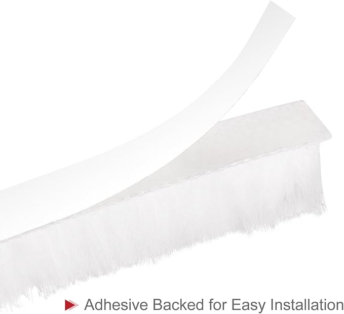 uxcell Weather Stripping Brush, 10ft L x 0.3" W x 0.5" H Self-Adhesive Seal Weatherstrip Sweep Brush White for Door Window
