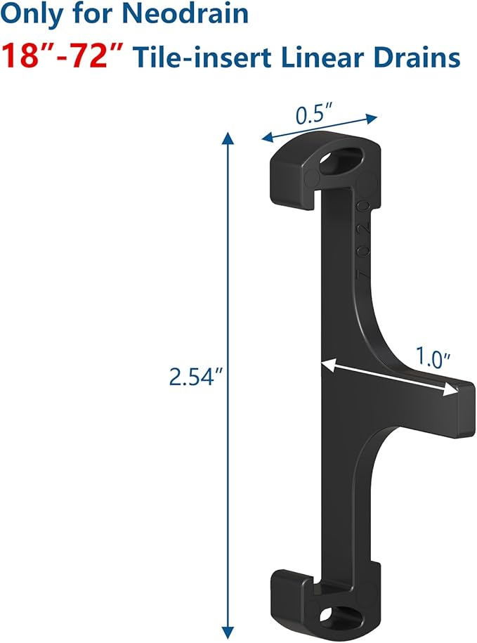 Neodrain Black Plastic Clip for Linear Drain, Tile Tray supporter, for Neodrain 24",28",32",36",40",48",60",72" Tile-insert Shower Drain, with Lifting Hook, 6 PCS
