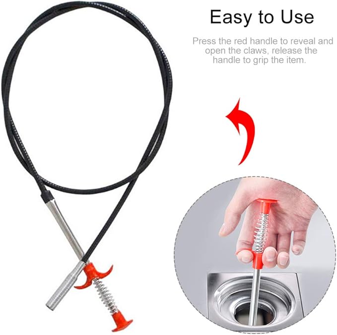 Plumbing Grabber, Flexible Grabber Claw Pick Up Reacher Tool With 4 Claws Bendable Hose Pickup Reaching Assist Tool for Litter Pick, Drains, Home Sink, Toilet, 0.57m/22.44inch(Size:0.57m)