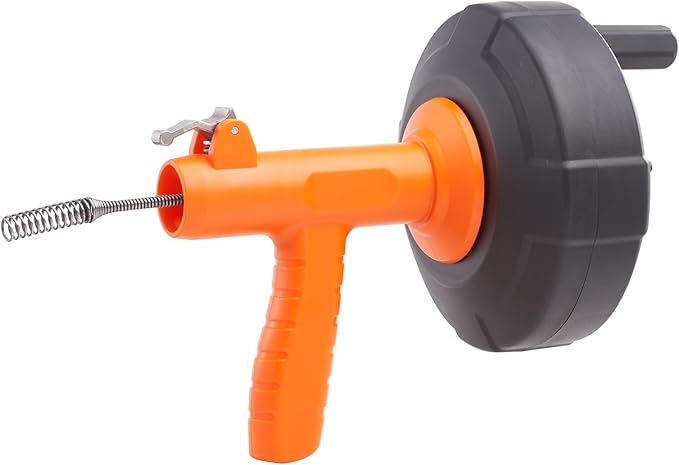 VEVOR Drain Auger 25Ft, Plumbing Snake Auto Feed, Plumbers Snake with Drill Attachment, Pipe Snake Drain Clog Remover for Kitchen Bathroom Shower Sink with Protective Hose and Gloves