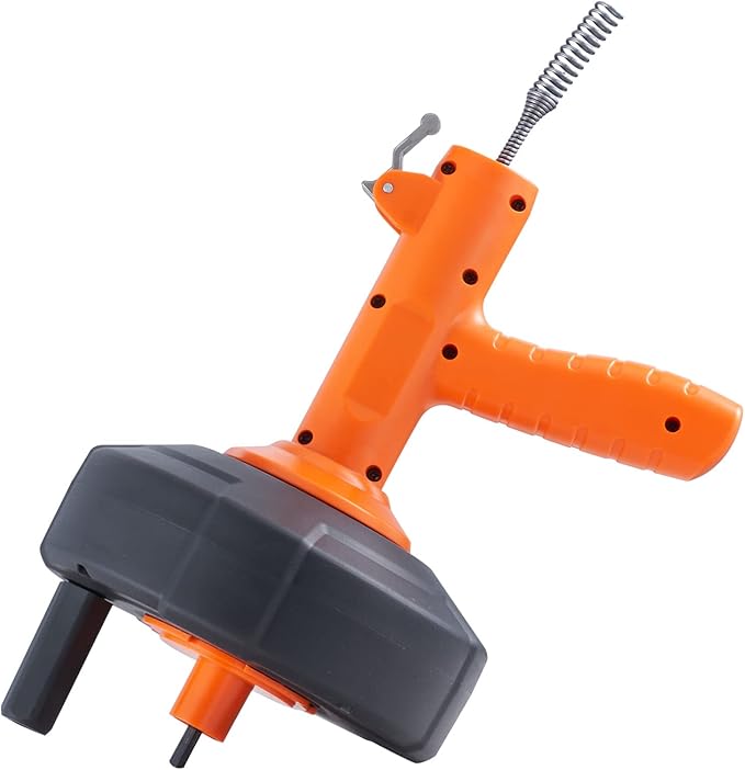 VEVOR Drain Auger 25Ft, Plumbing Snake Auto Feed, Plumbers Snake with Drill Attachment, Pipe Snake Drain Clog Remover for Kitchen Bathroom Shower Sink with Protective Hose and Gloves