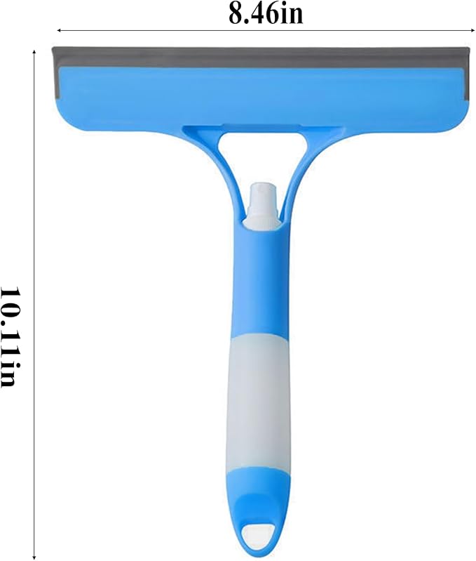 Shower Squeegee for Glass Doors,Household Window Mirror Squeegee for Bathroom Glass Tile Wall Car Spray Squeegee and Wipe Windows All-in-One(Blue)