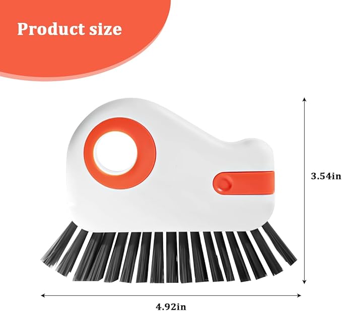 2PCS Car 2 in 1 Groove Cleaning Brush, Multifunctional Vehicle Window Track Cleaner Tool with Hidden Scraper, Auto Crevice Gap Grout Scrub Brush for Sliding Door Track, Universal Fit (Orange)