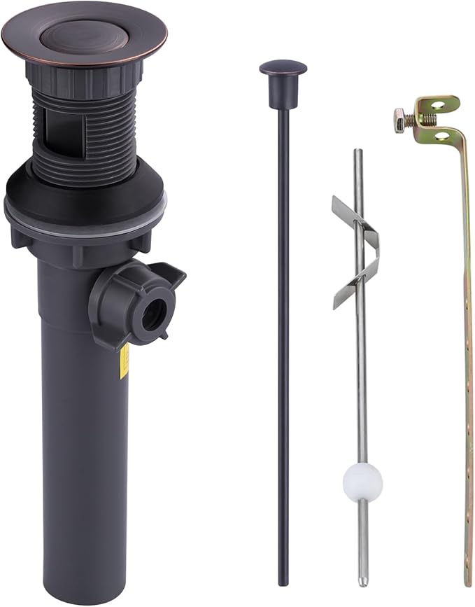 WOWOW Bathroom Drain Assembly Stopper with Lift Rod for Bathroom Faucet Vanity Sink Pop-Up Drain Stopper Assembly with Lift Rod and Overflow，Oil Rubbed Bronze