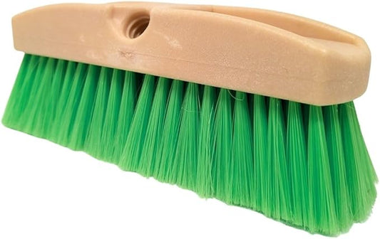 Teravan Green Flow Through Brush Head, 10-Inch Extra Soft Bristle Brush for Gentle Car Wash, RV, Boat, Window & Floor Cleaning, Compatible with Pole Handle