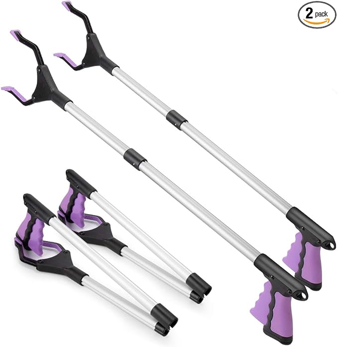 2-Pack Grabber Reacher Pickup Tool, 32" Long Reacher Grabber Tool, Trash Picker Grabber for Elderly Grab It Reaching Tool, Garbage Picker Upper Grabber, Litter Pick Up Grab Tool
