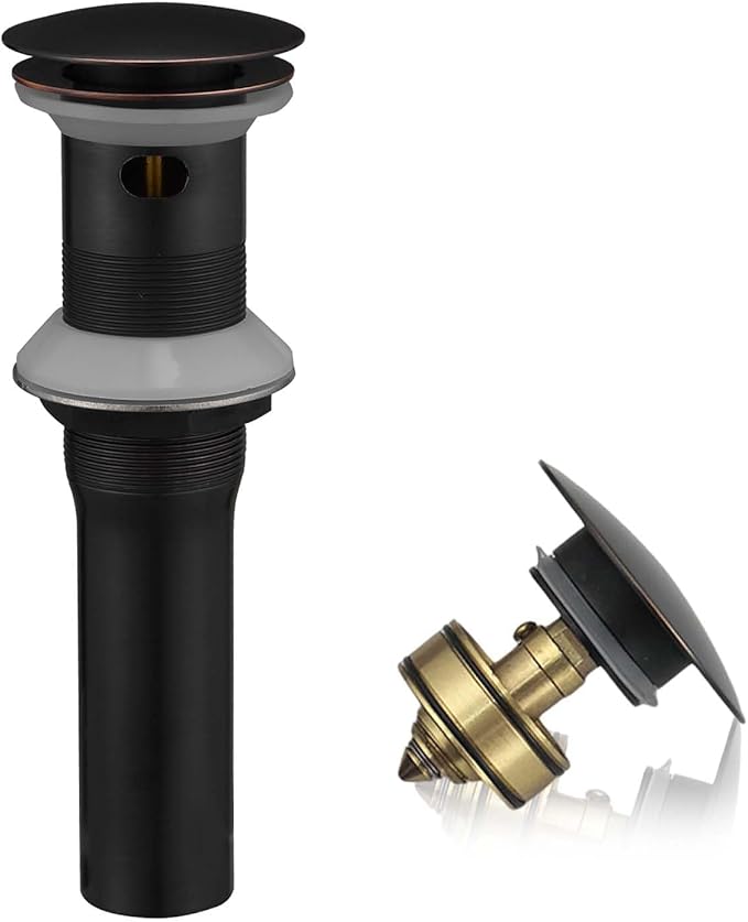 Bathroom Sink Drain with Overflow Vessel Vanity Pop Up Drain Assembly Stopper Lavatory Commercial Bath Brass Fits Bathroom Standard Sink Hole 1-1/2" to 1-3/4" Oil Rubbed Bronze, P03ORB