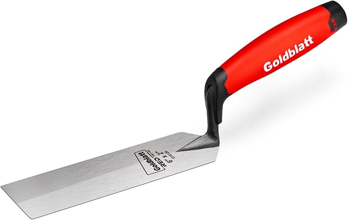 Goldblatt RED Margin Trowel, 6" x 2" Upgraded Ground Blade, Professional Masonry Tools, Heavy Duty One-Piece Forging, Durable High Carbon Steel, Soft Handle, for Spreading Mortar, Trimming Corners
