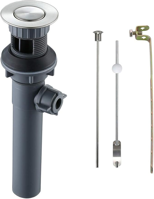 WOWOW Bathroom Drain Assembly Stopper with Lift Rod for Bathroom Faucet Vanity Sink Pop-Up Drain Stopper Assembly with Lift Rod and Overflow,Brushed Nickel