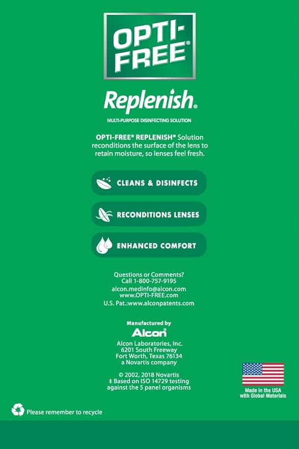 Opti-Free Replenish Multi-Purpose Contact Lens Cleaning and Disinfecting Solution with Lens Case, 10 FL OZ (Pack of 2)
