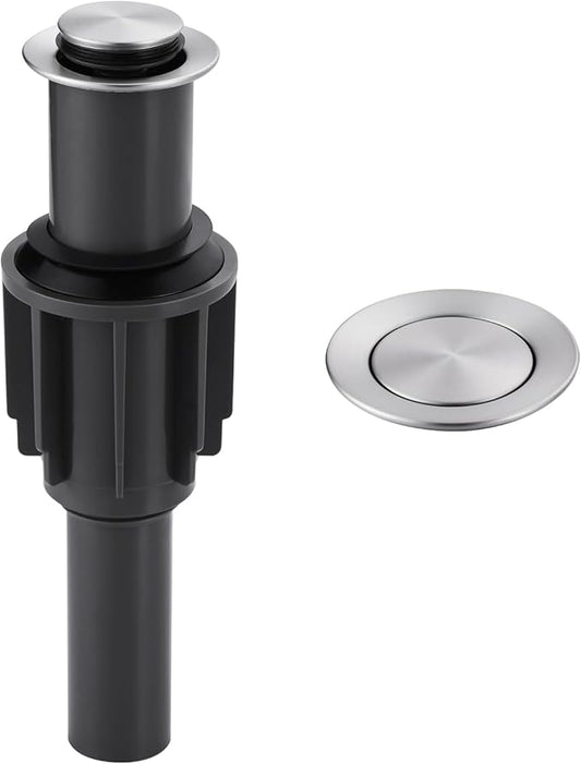 ALEASHA Pop Up Sink Drain Without Overflow, Bathroom Sink Drain Vessel Sink Stopper Pop Up Sink Drain Stopper, Pop Up Drain for Bathroom Sink Drain Strainer for Hair Catcher,Brushed Nickel