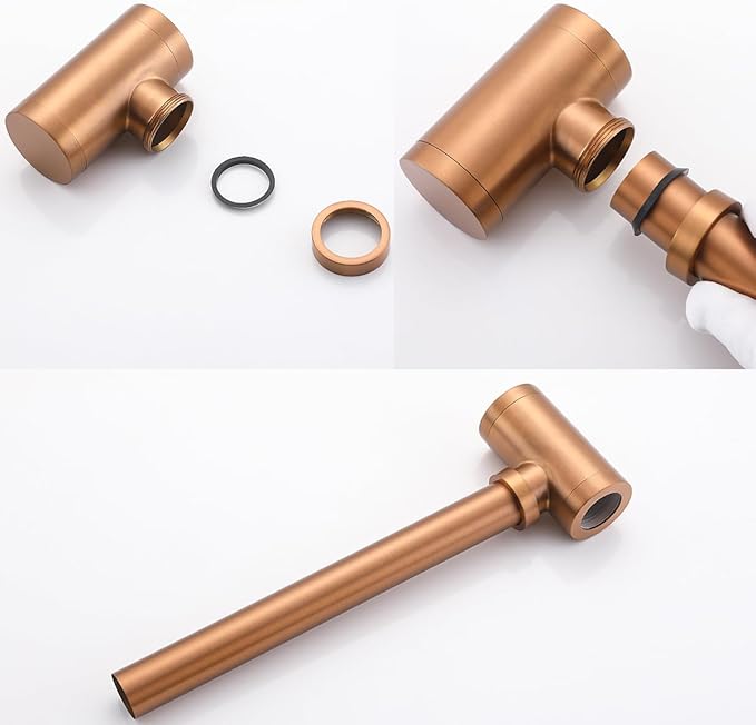 RANDOM Brass Contemporary Round Bottle P Trap 1-1/4,Bathroom Lavatory Adjustable Basin Sink Waste Drain P-Trap Kit Brushed Bronze Sink Trap.83888BB