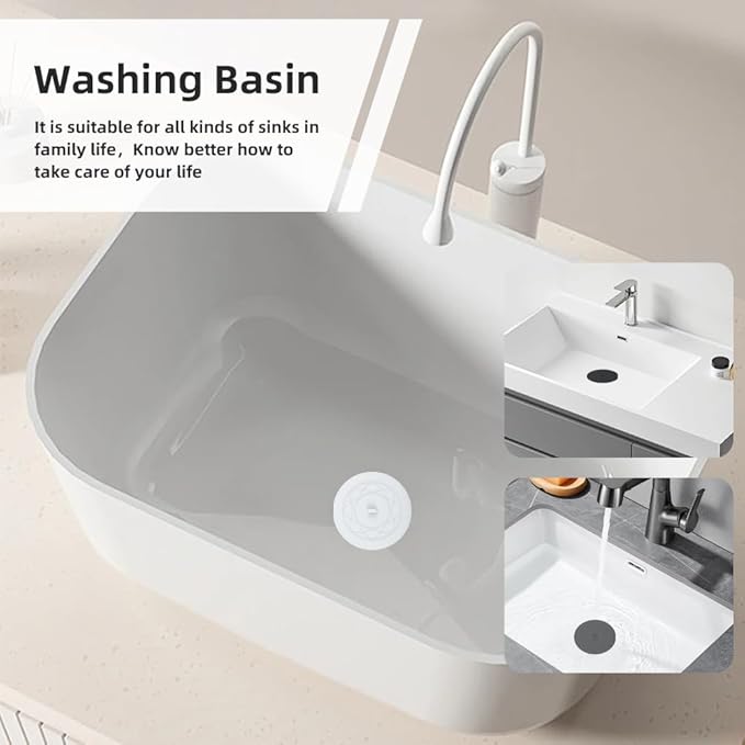 Tub Stopper 2PCS,Bathtub Drain Stopper,6 inches Bathtub Tub Drain Cover Stopper,Silicone Drain Plug,Kitchen Bathroom Hair Water Shower Stopper,Large Bathroom Laundry Accessories (White/Black)