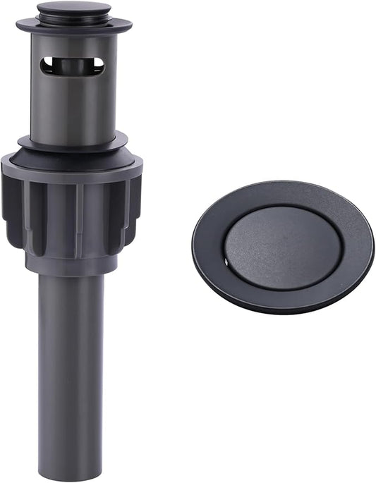 ALEASHA Bathroom Sink Drain with Overflow Vessel Sink Stopper,Pop Up Drain for Bathroom Sink Pop Up Drain Stopper for Hair Catcher,Matte Black